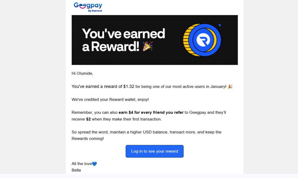 reward email