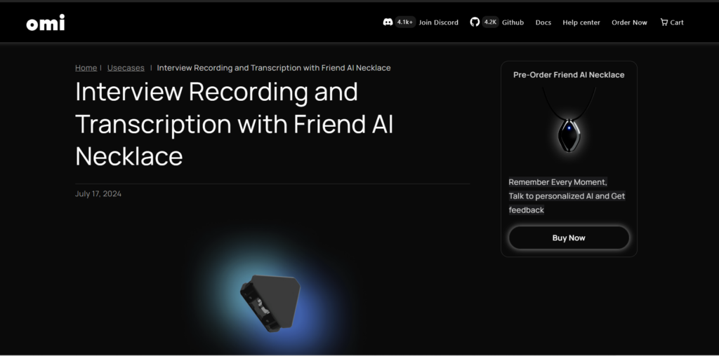 omi - interview recording and transcription with friend ai necklace