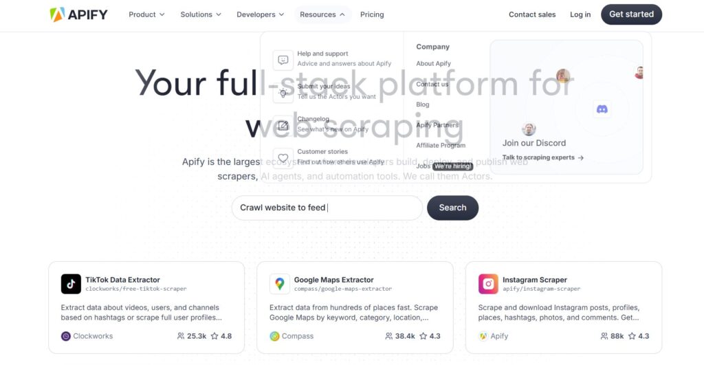 apify full stack platform for web scraping