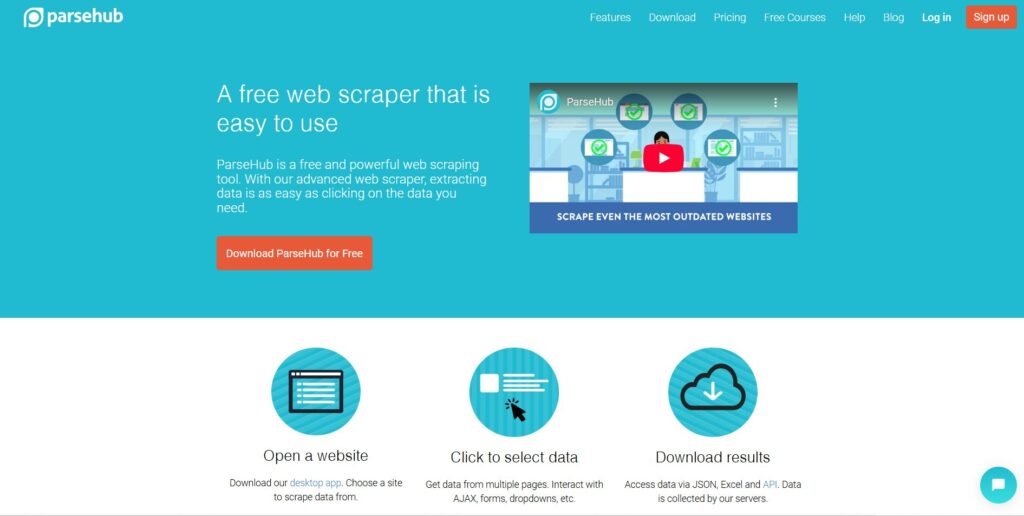 parsehub cloud-based scraper
