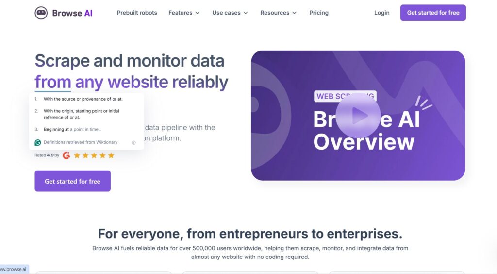 scrape and monitor data from any website reliably