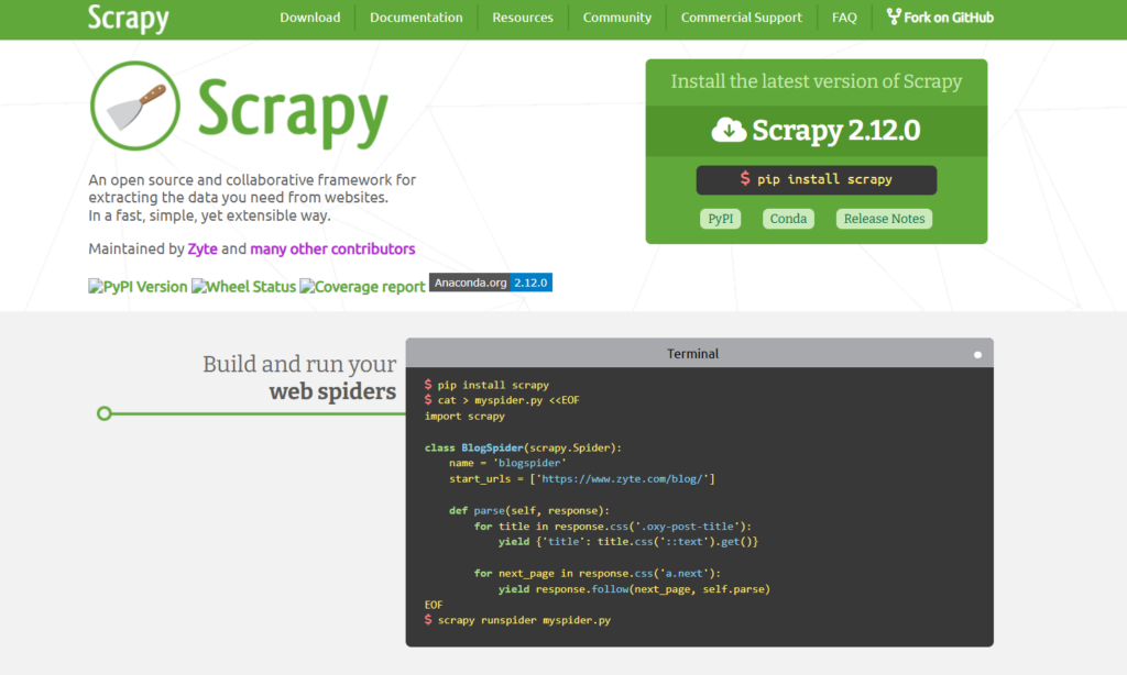 scrapy open-source Python framework