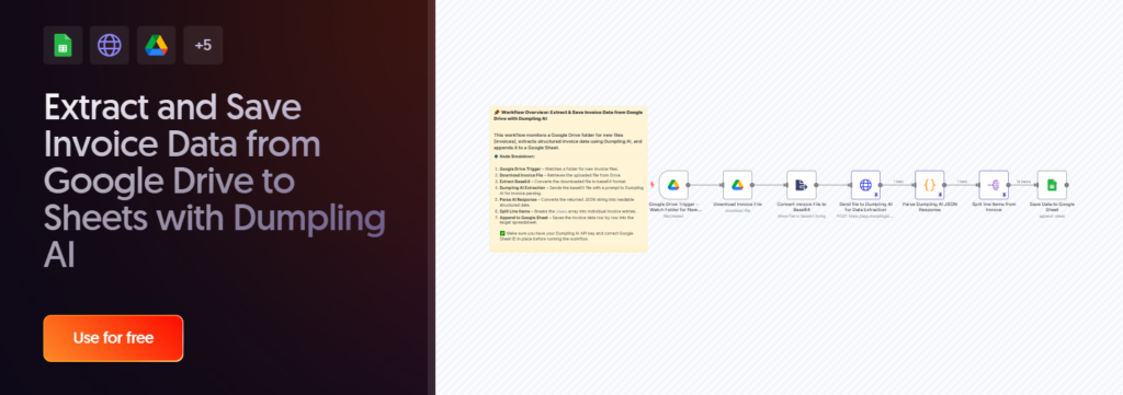 extract and save invoice data from google drive