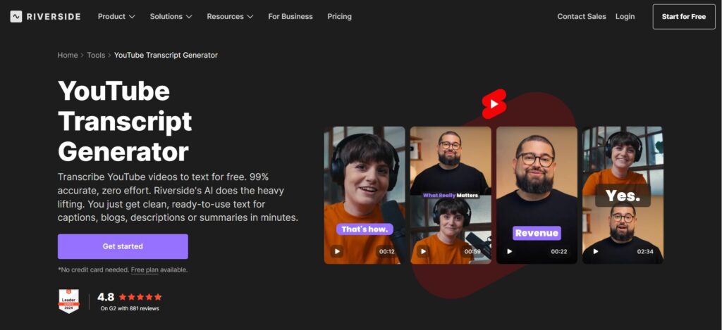 riverside youtube transcript generator
