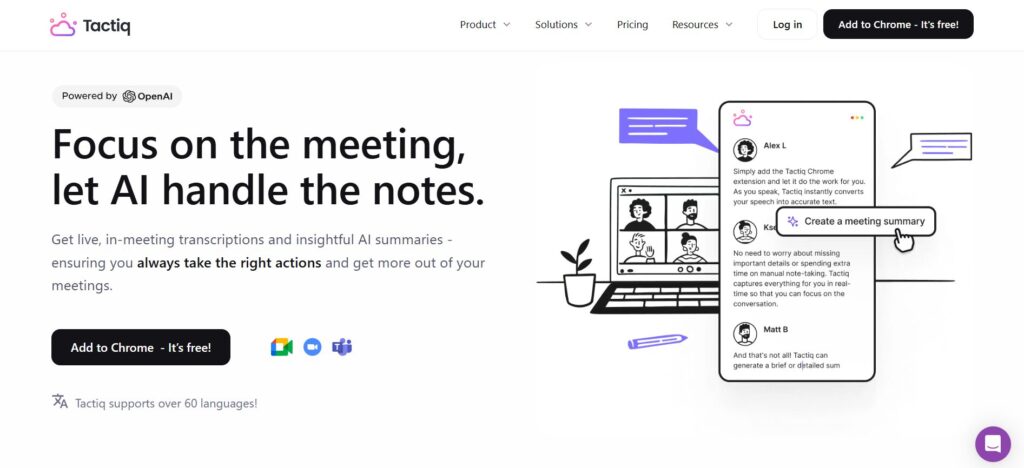 tactiq - in-meeting transcriptions