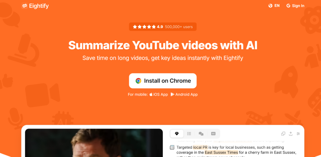 eightify - summarize youtube videos with ai