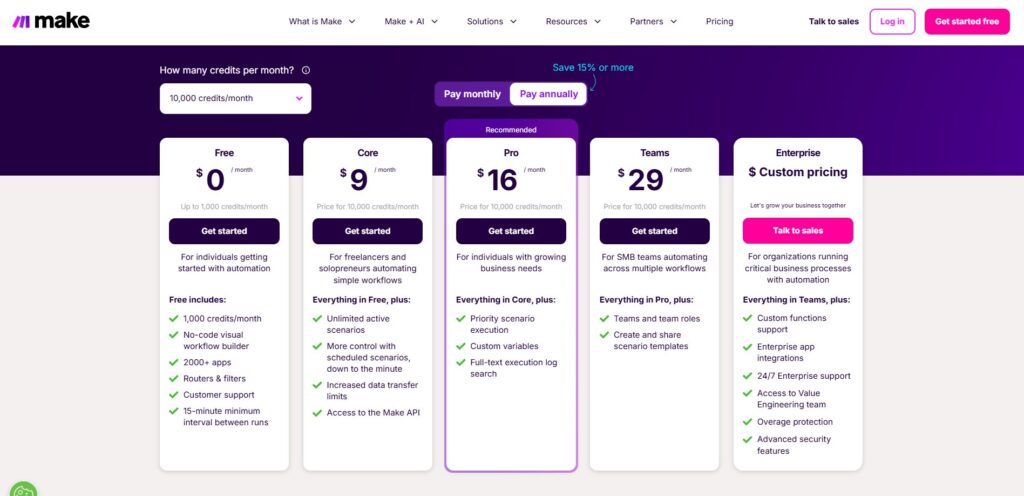 make.co pricing