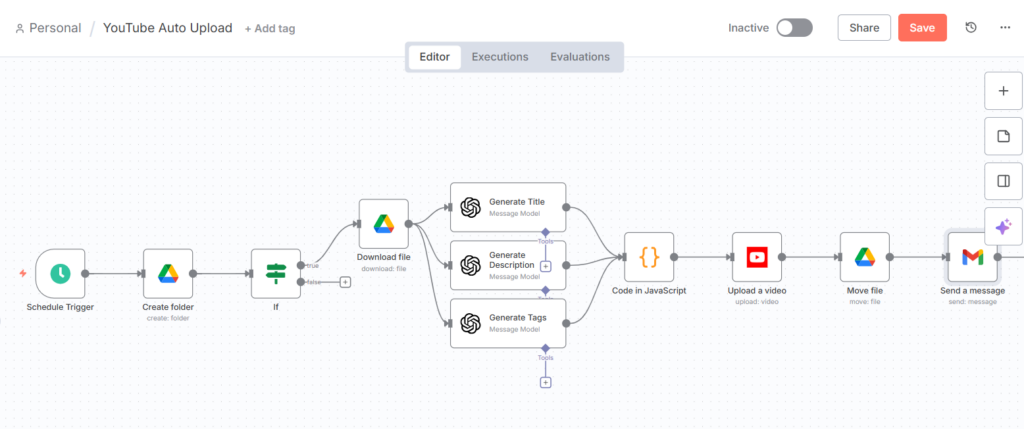 youtube auto upload workflow