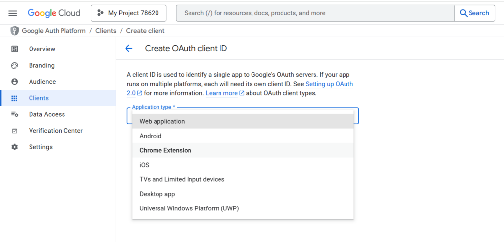 create oauth client id