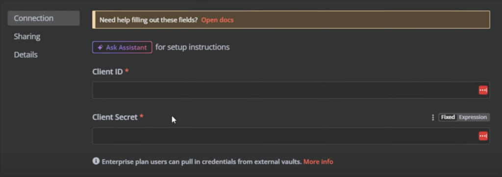 create a connection on n8n
