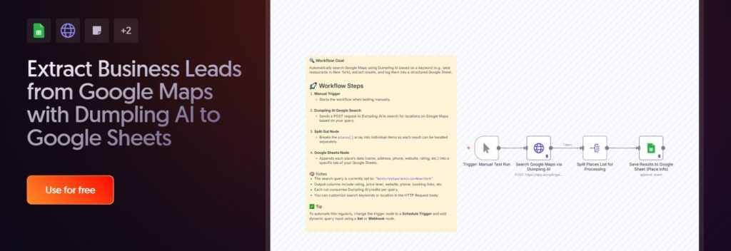 Extract business leads from google maps with n8n template