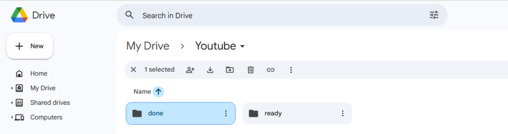 create youtube folder