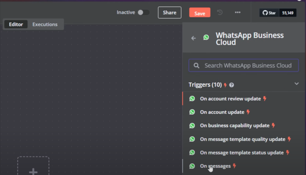 adding whtaspp business cloud nodoe on n8n