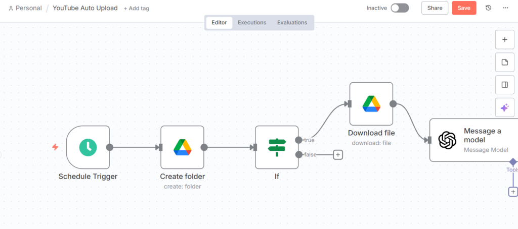 message a model on n8n node