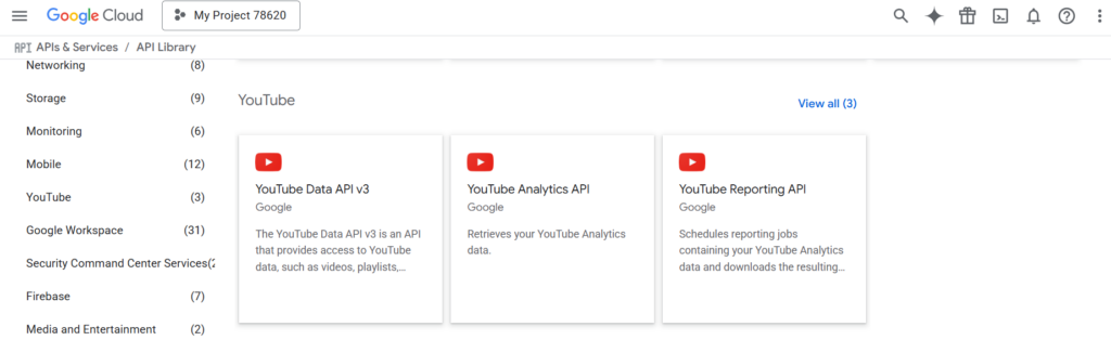 youtube data api v3
